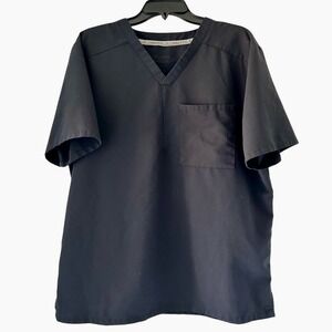 Fabletics Unisex Healthcare Scrub Top Workwear Black Short Sleeve VNeck Pocket L